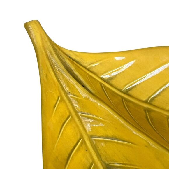 Vietri Leaf 2 Part Serving Dish Platter Large 14” Stoneware Made In Italy Yellow - Picture 5 of 8